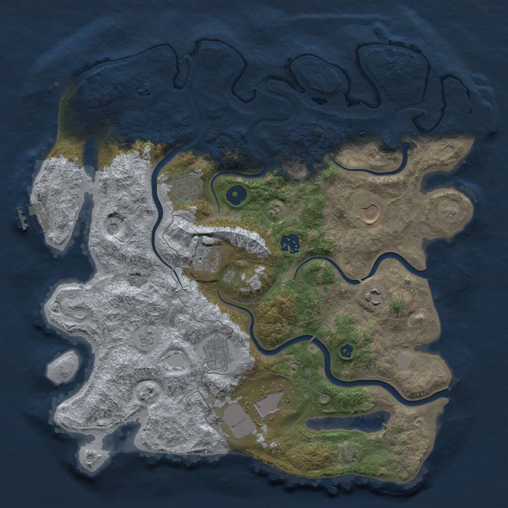 Rust Map: Procedural Map, Size: 3850, Seed: 703540338, 14 Monuments