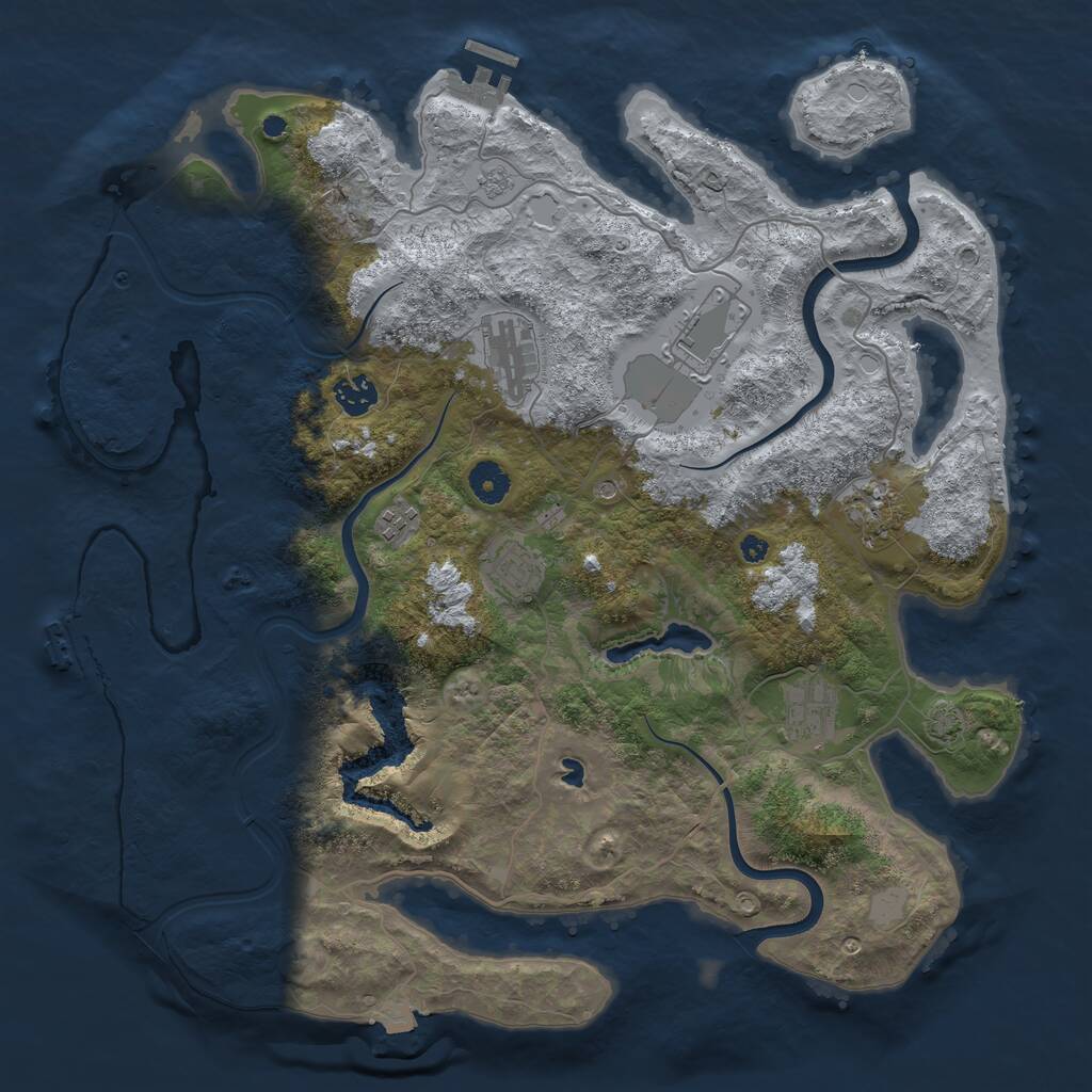 Rust Map: Procedural Map, Size: 4000, Seed: 596685, 13 Monuments