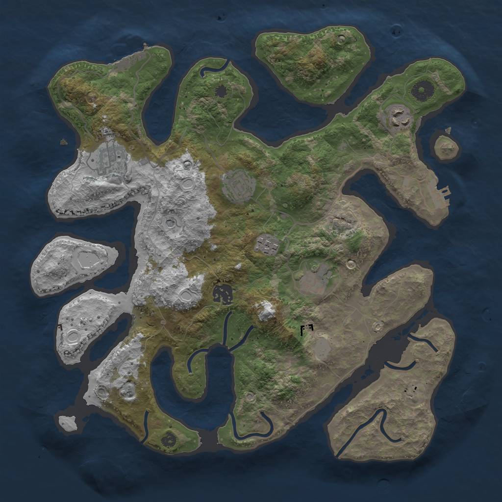 Rust Map: Procedural Map, Size: 3550, Seed: 31345, 14 Monuments