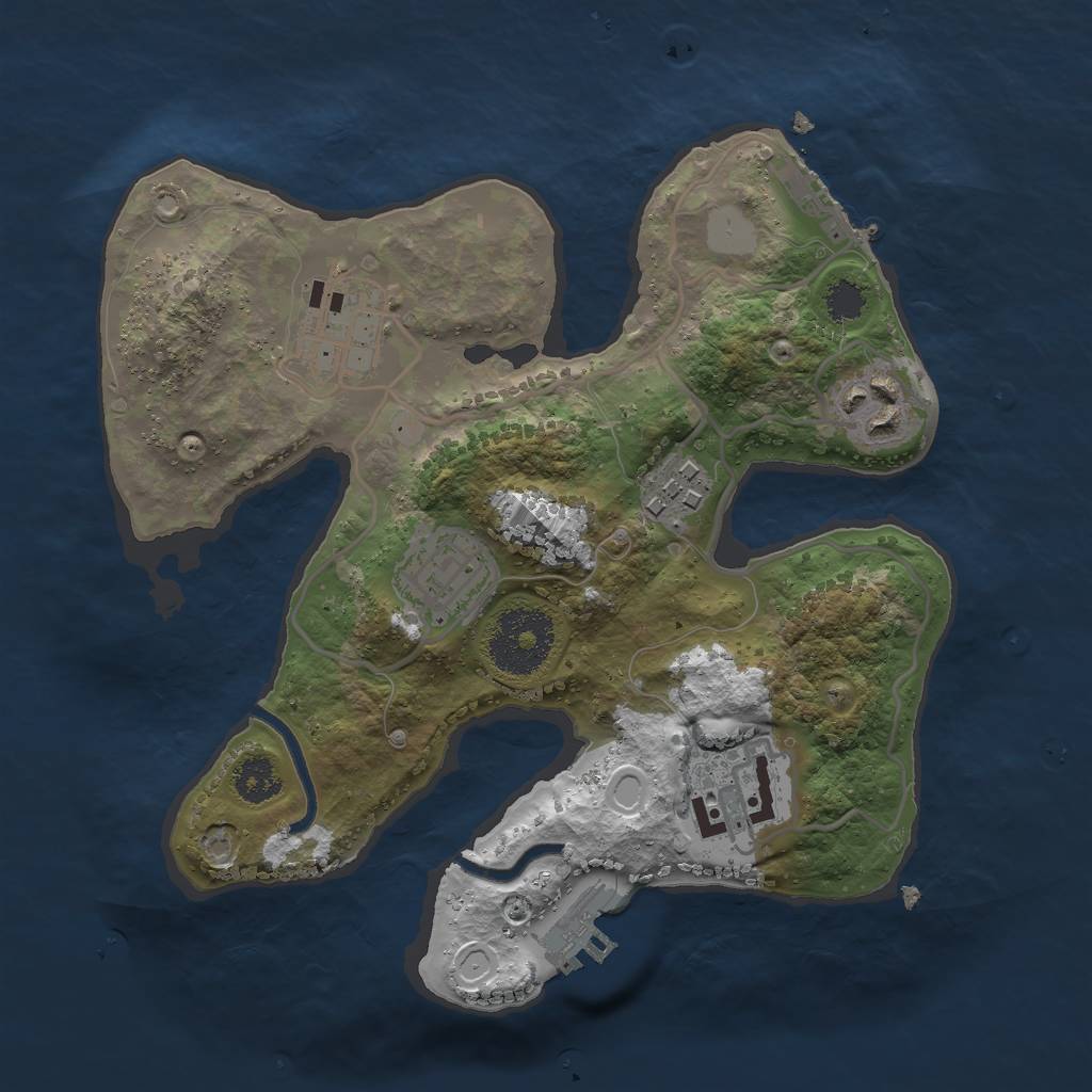 Rust Map: Procedural Map, Size: 2500, Seed: 584480452, 12 Monuments