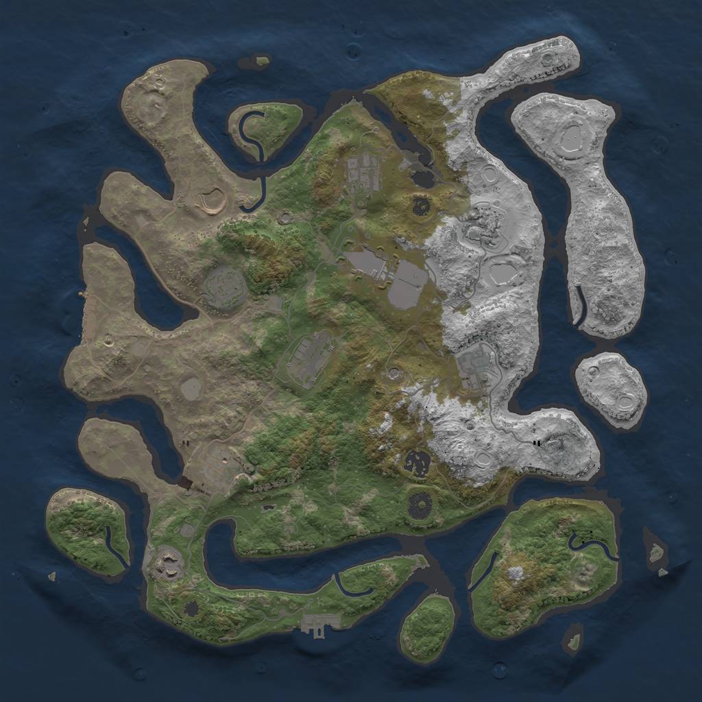 Rust Map: Procedural Map, Size: 3950, Seed: 502814126, 18 Monuments