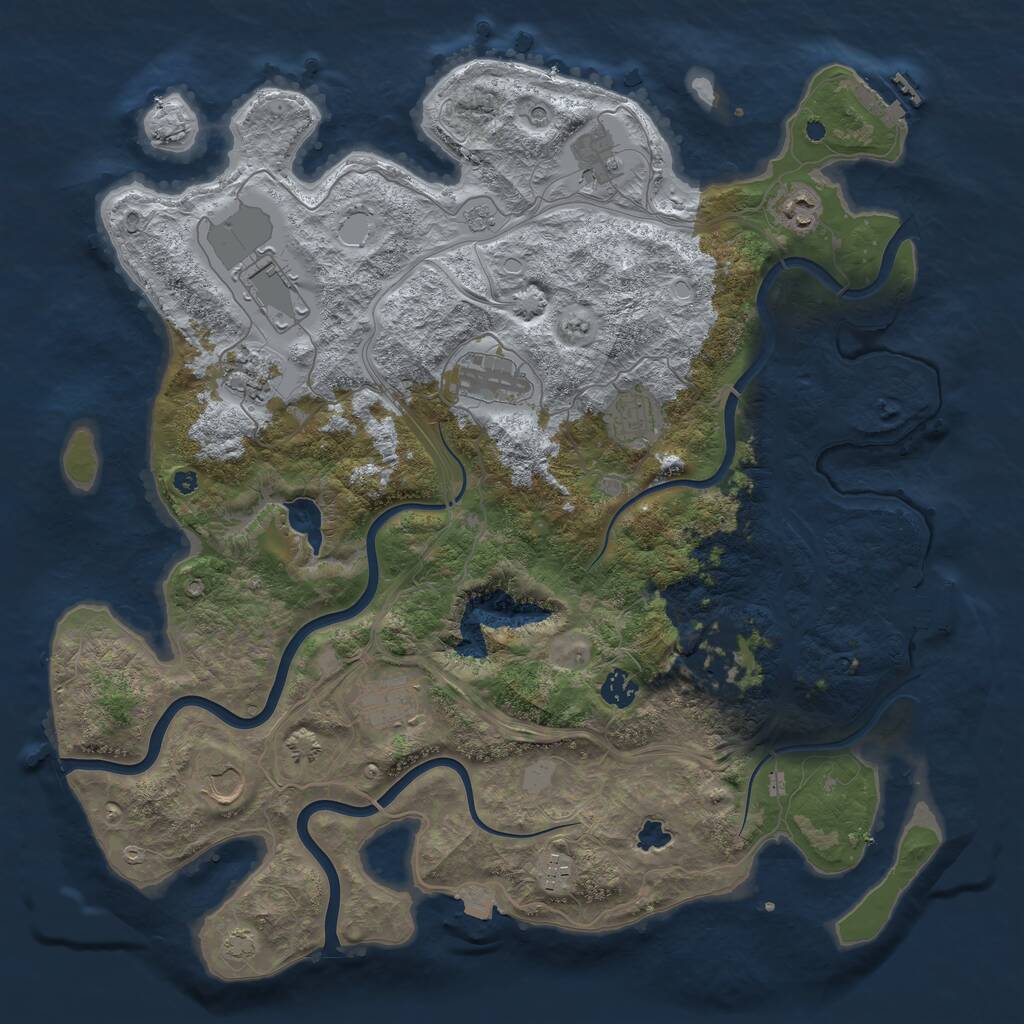 Rust Map: Procedural Map, Size: 4250, Seed: 1064349549, 17 Monuments