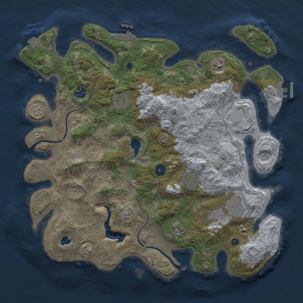 Rust Map: Procedural Map, Size: 4000, Seed: 246460, 13 Monuments