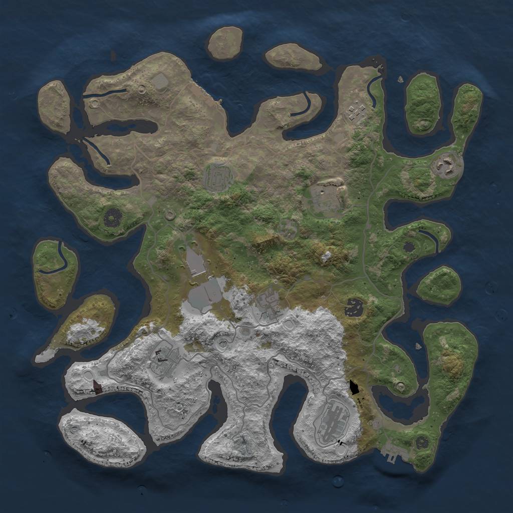 Rust Map: Procedural Map, Size: 4000, Seed: 792013, 17 Monuments