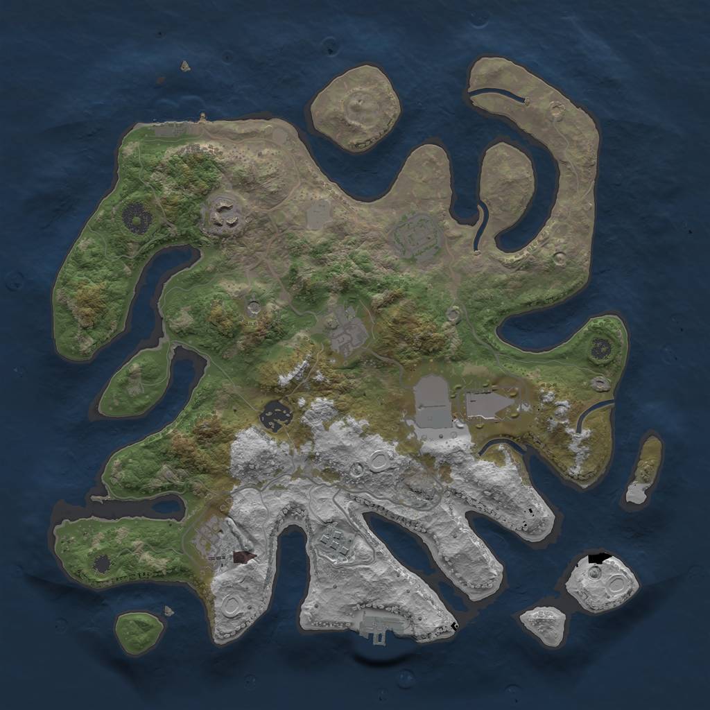 Rust Map: Procedural Map, Size: 3500, Seed: 454564, 15 Monuments