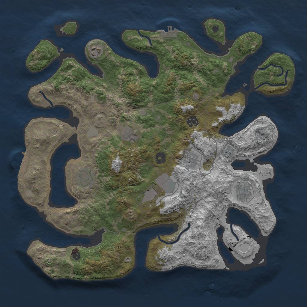 Rust Map: Procedural Map, Size: 4000, Seed: 2015, 16 Monuments