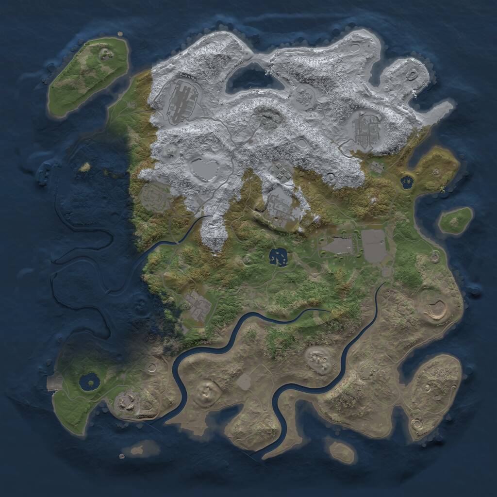 Rust Map: Procedural Map, Size: 3850, Seed: 253079382, 15 Monuments