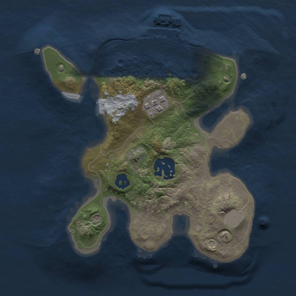 Rust Map: Procedural Map, Size: 1999, Seed: 1445190177, 4 Monuments