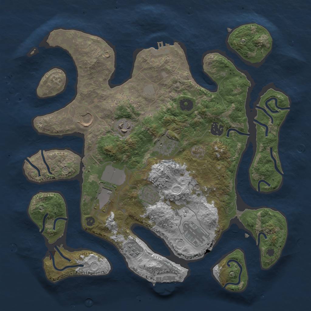 Rust Map: Procedural Map, Size: 3500, Seed: 1972, 16 Monuments