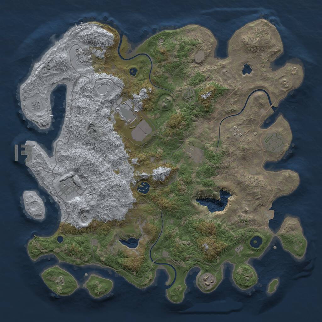 Rust Map: Procedural Map, Size: 4050, Seed: 718350058, 13 Monuments