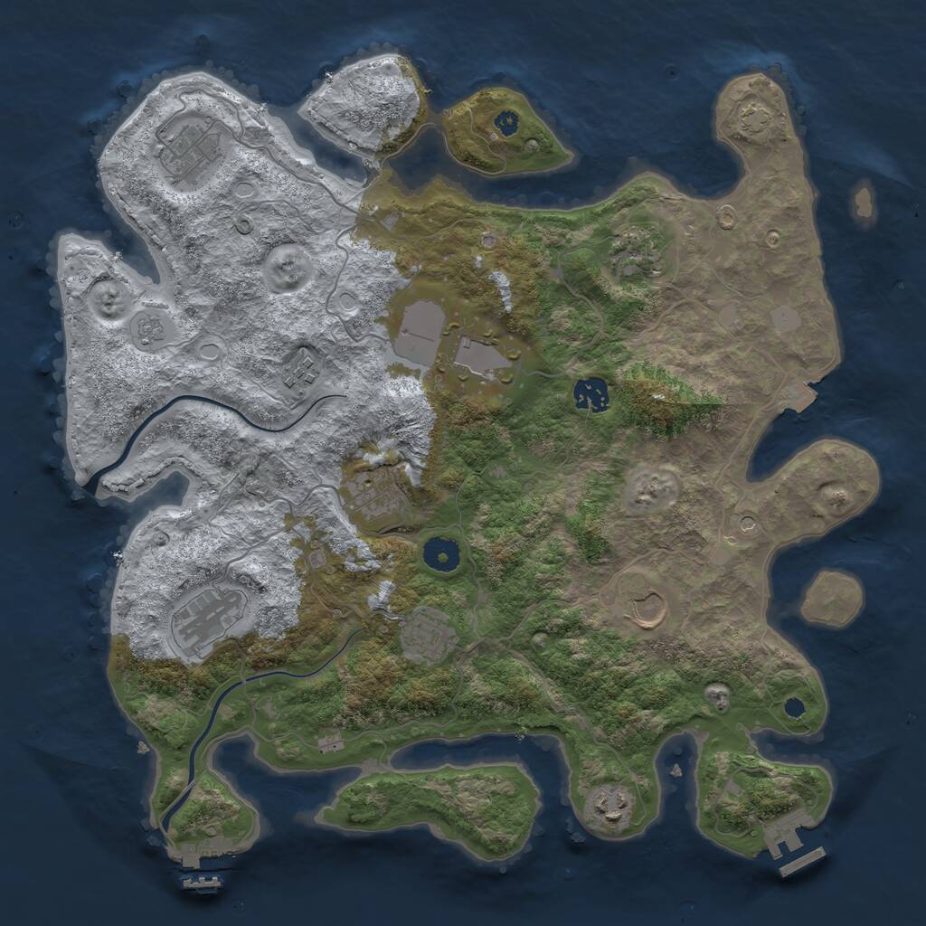 Rust Map: Procedural Map, Size: 3850, Seed: 1593551120, 16 Monuments