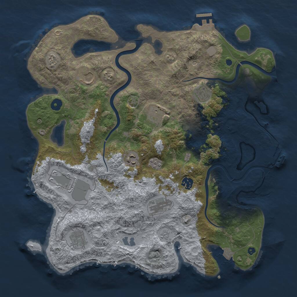 Rust Map: Procedural Map, Size: 3850, Seed: 1338951227, 15 Monuments