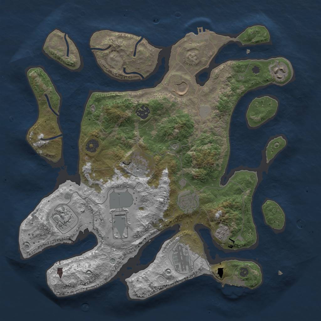 Rust Map: Procedural Map, Size: 3600, Seed: 999999, 17 Monuments