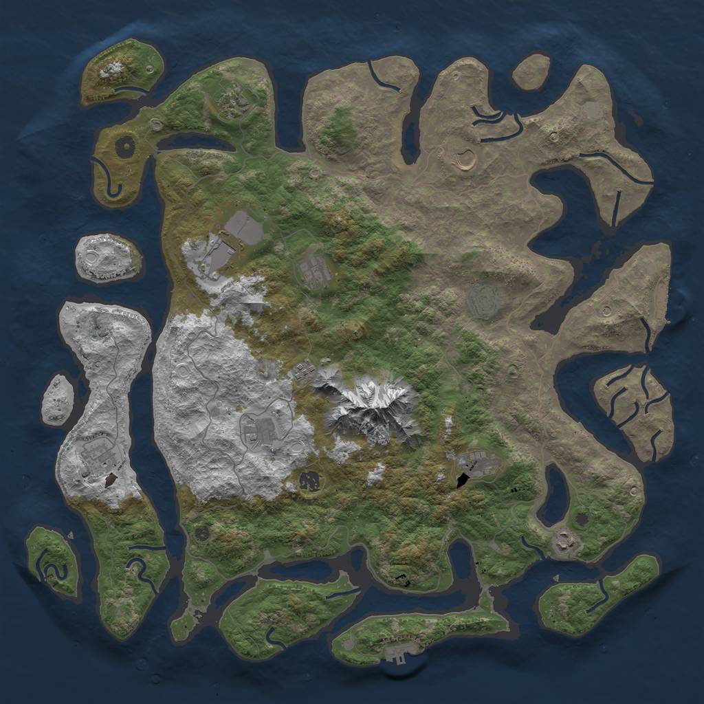 Rust Map: Procedural Map, Size: 5000, Seed: 287647, 19 Monuments