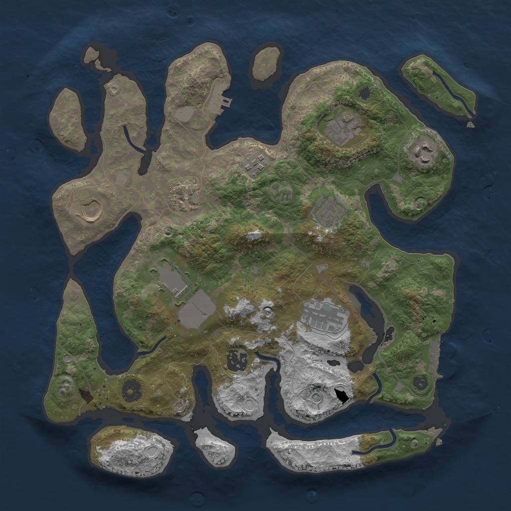 Rust Map: Procedural Map, Size: 3500, Seed: 1072629845, 17 Monuments
