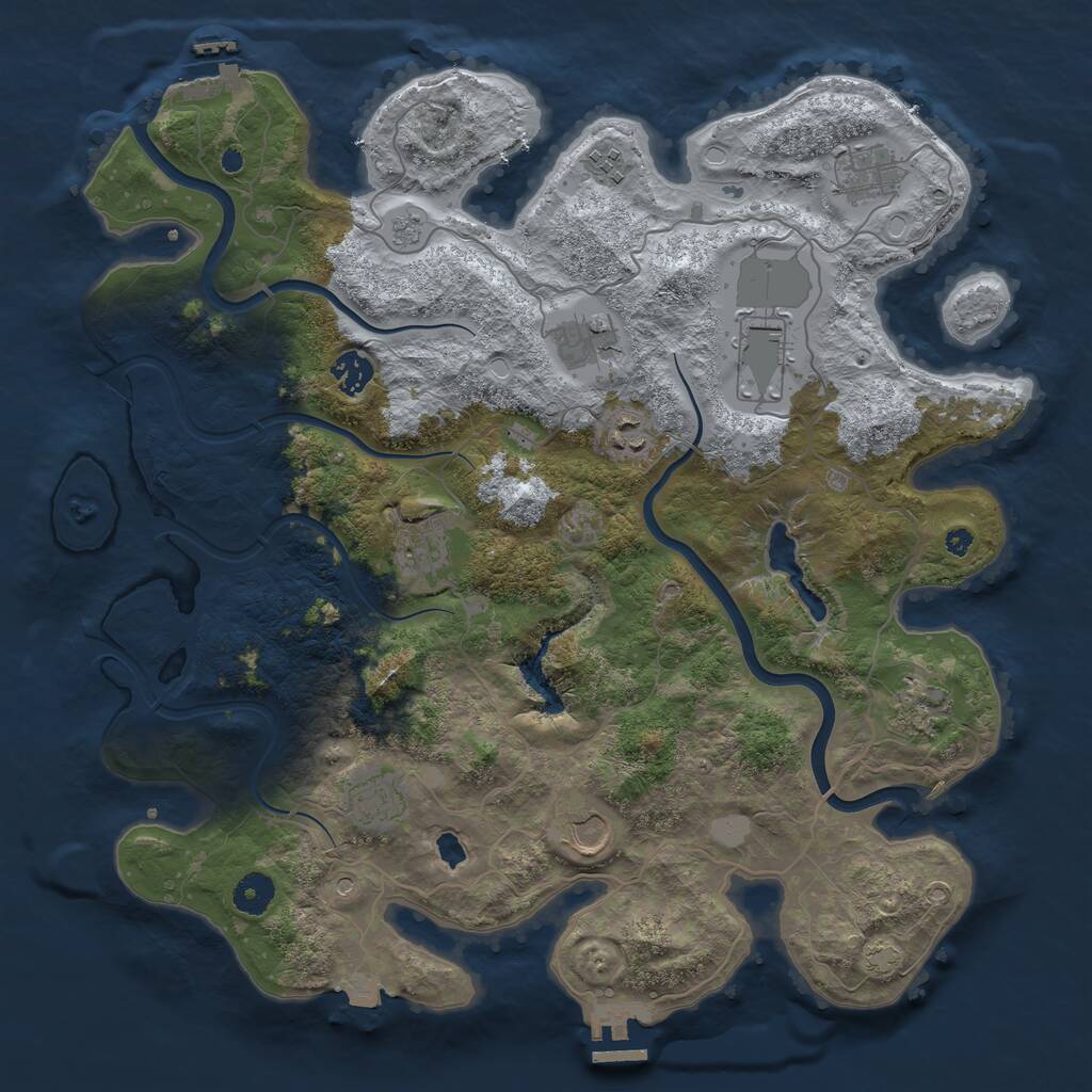 Rust Map: Procedural Map, Size: 4000, Seed: 112370, 16 Monuments