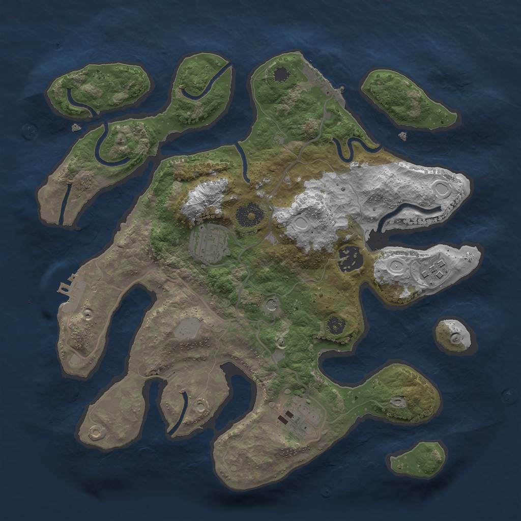 Rust Map: Procedural Map, Size: 3000, Seed: 1806915463, 12 Monuments