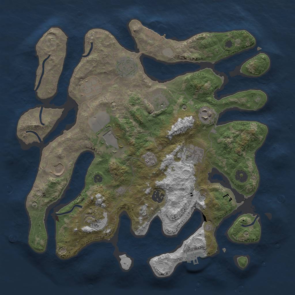 Rust Map: Procedural Map, Size: 3550, Seed: 797355, 18 Monuments