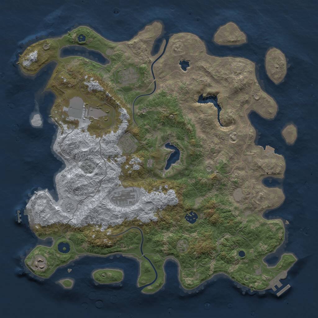 Rust Map: Procedural Map, Size: 4000, Seed: 312117, 13 Monuments