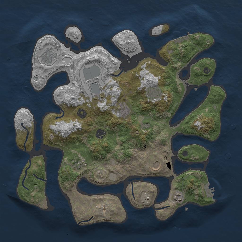 Rust Map: Procedural Map, Size: 3750, Seed: 241202665, 17 Monuments