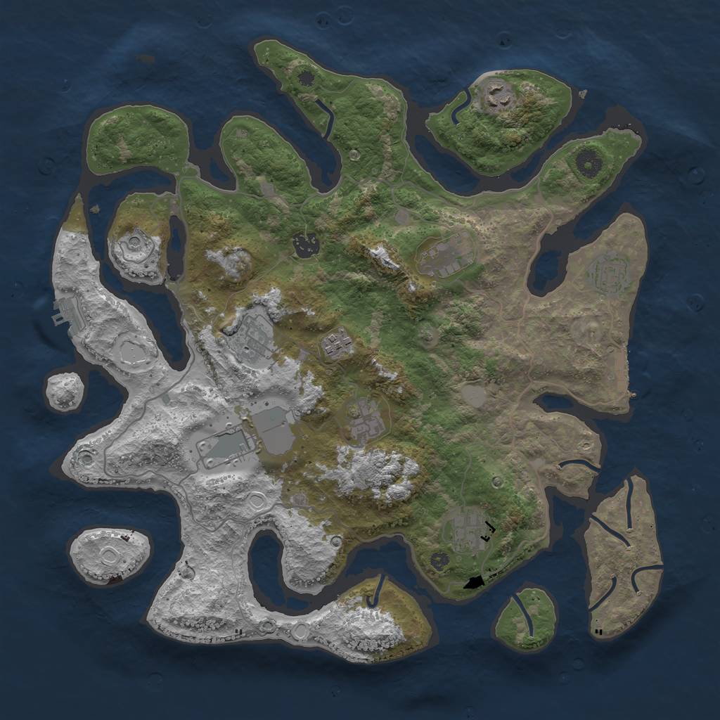Rust Map: Procedural Map, Size: 4000, Seed: 964176, 17 Monuments