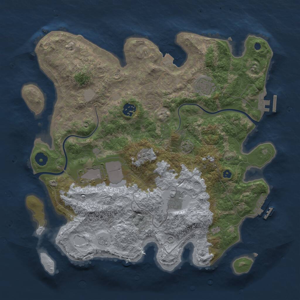 Rust Map: Procedural Map, Size: 3550, Seed: 878665, 11 Monuments