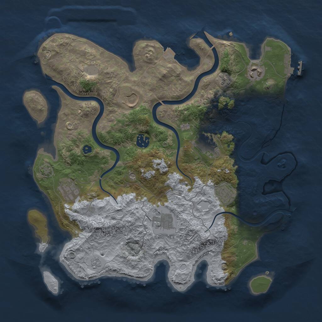 Rust Map: Procedural Map, Size: 3550, Seed: 878665, 13 Monuments