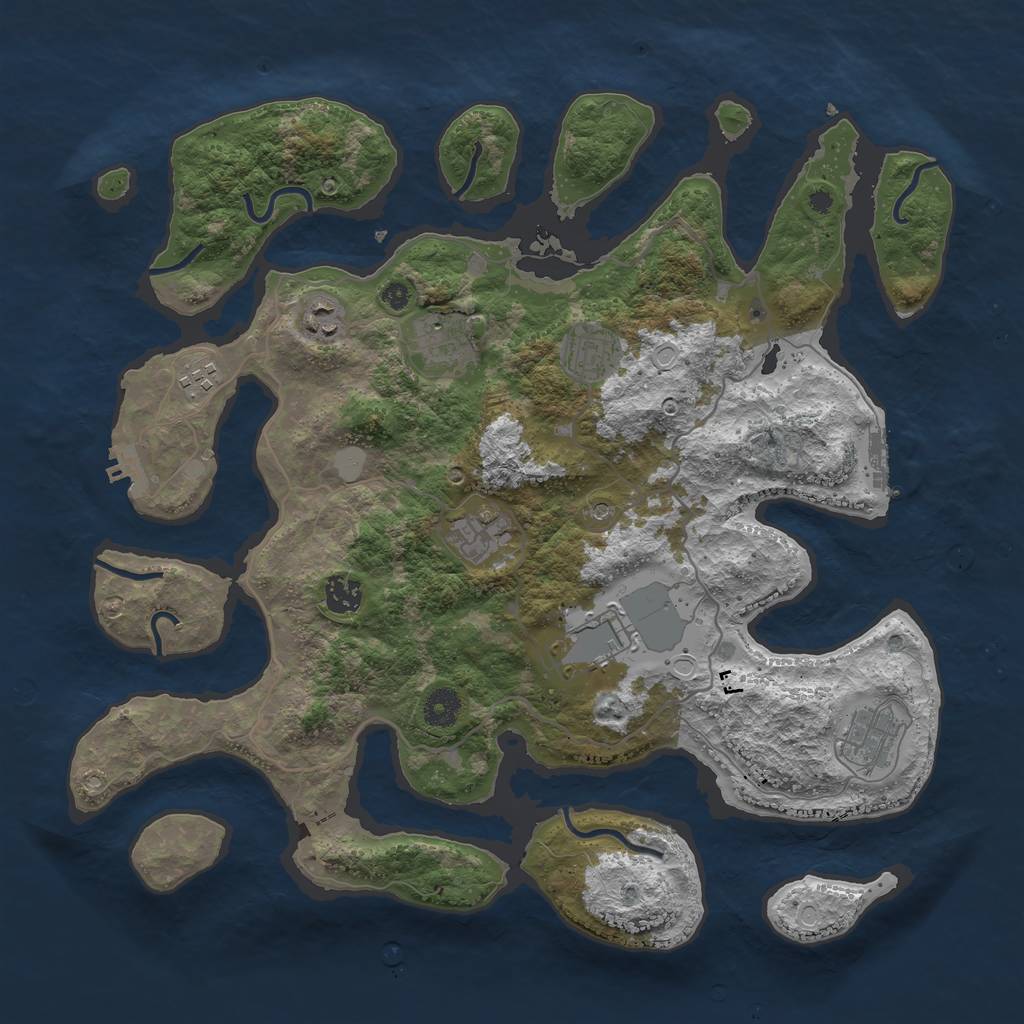 Rust Map: Procedural Map, Size: 4000, Seed: 419864, 16 Monuments