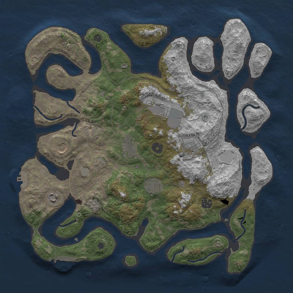 Rust Map: Procedural Map, Size: 4000, Seed: 126651, 16 Monuments