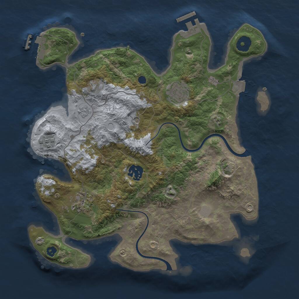 Rust Map: Procedural Map, Size: 3000, Seed: 1429271456, 10 Monuments