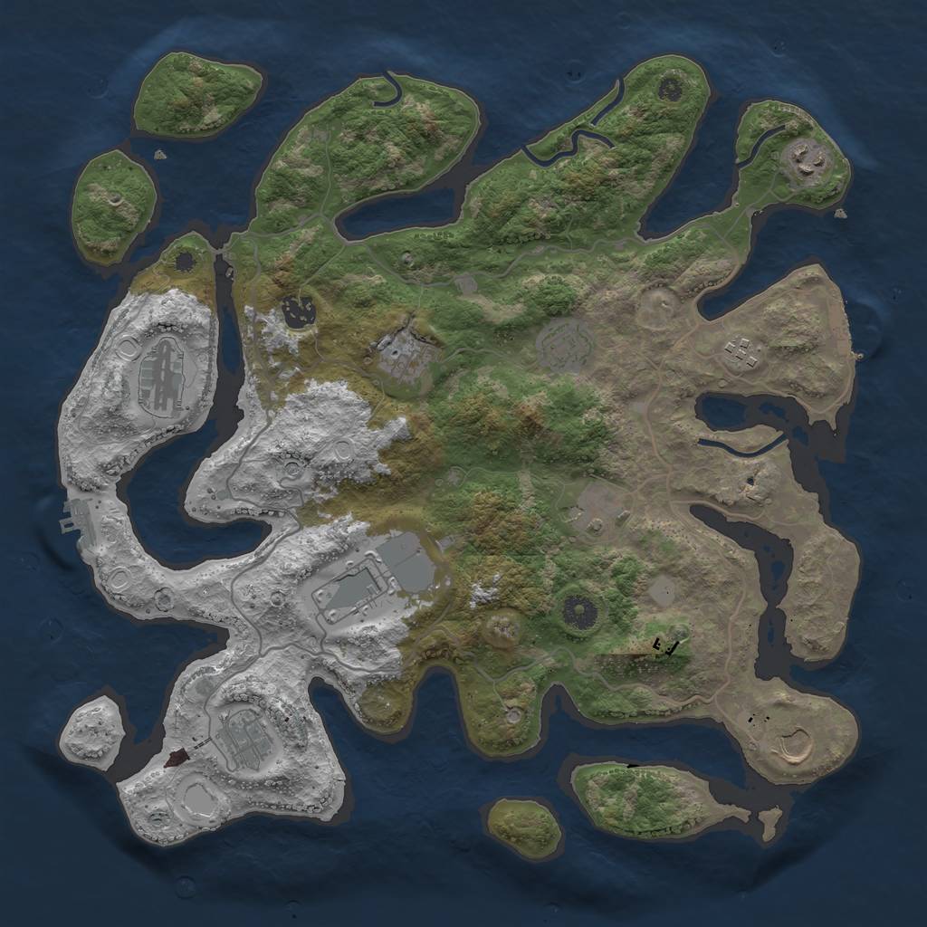 Rust Map: Procedural Map, Size: 4000, Seed: 843793, 18 Monuments