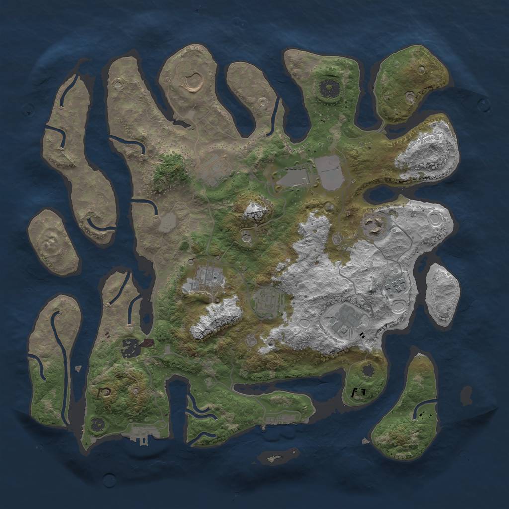 Rust Map: Procedural Map, Size: 3750, Seed: 2045485965, 17 Monuments