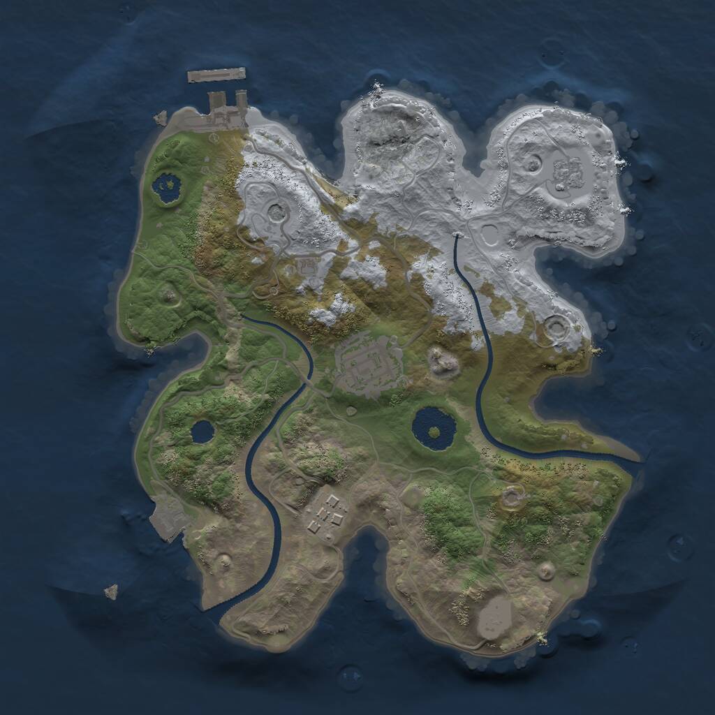 Rust Map: Procedural Map, Size: 2500, Seed: 686172200, 6 Monuments