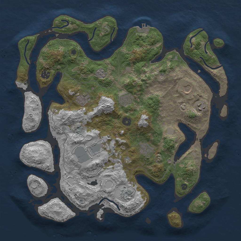 Rust Map: Procedural Map, Size: 4000, Seed: 71153, 16 Monuments