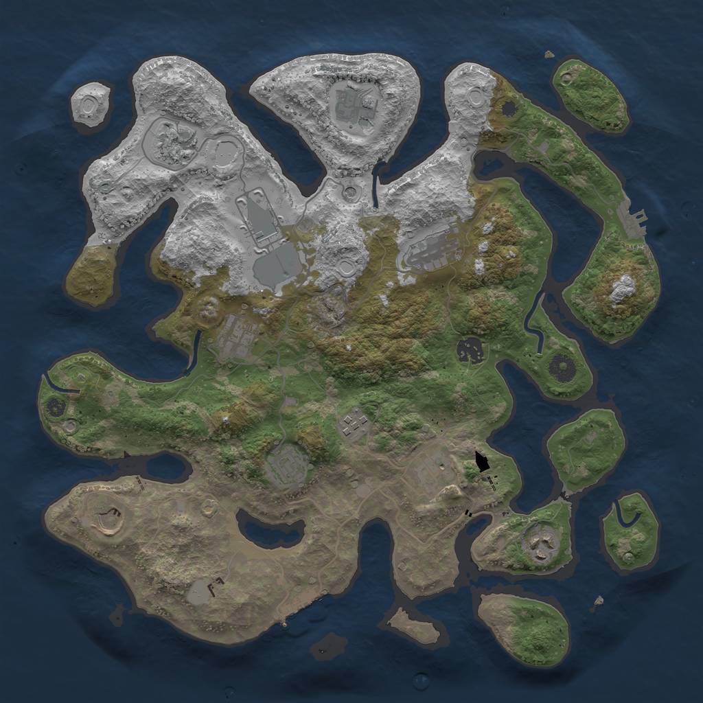 Rust Map: Procedural Map, Size: 3850, Seed: 763992692, 19 Monuments
