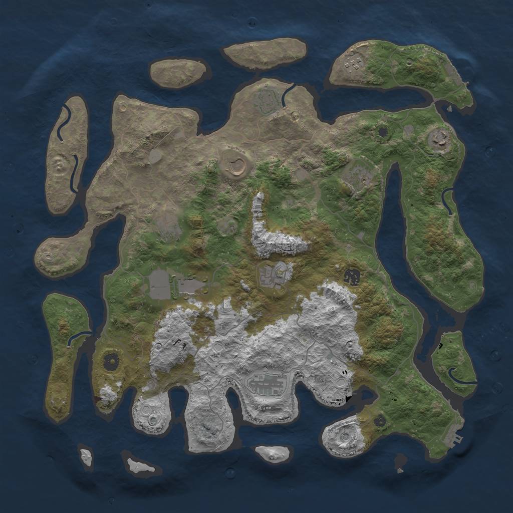 Rust Map: Procedural Map, Size: 4500, Seed: 1060873273, 18 Monuments