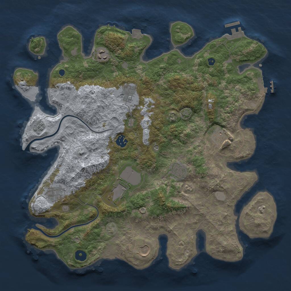Rust Map: Procedural Map, Size: 3850, Seed: 1670172334, 15 Monuments