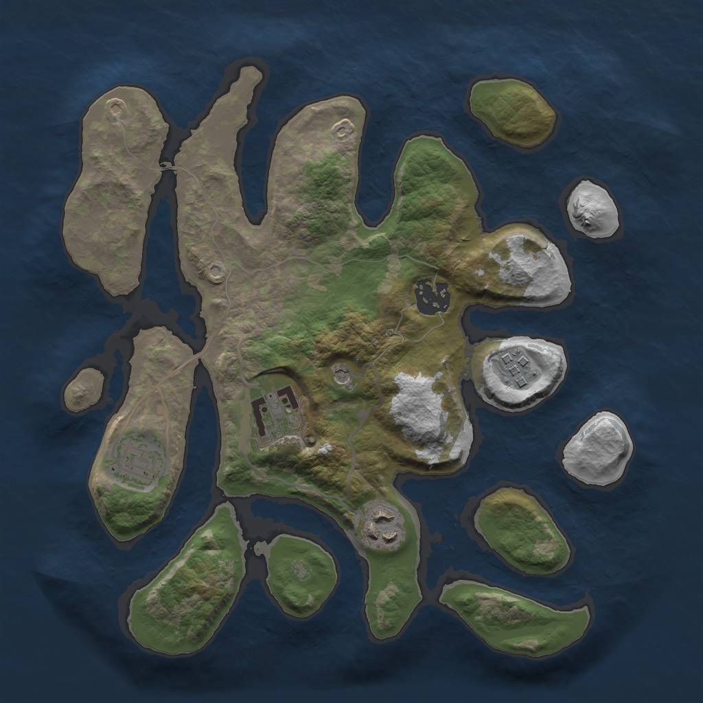 Rust Map: Barren, Size: 2850, Seed: 881512, 8 Monuments