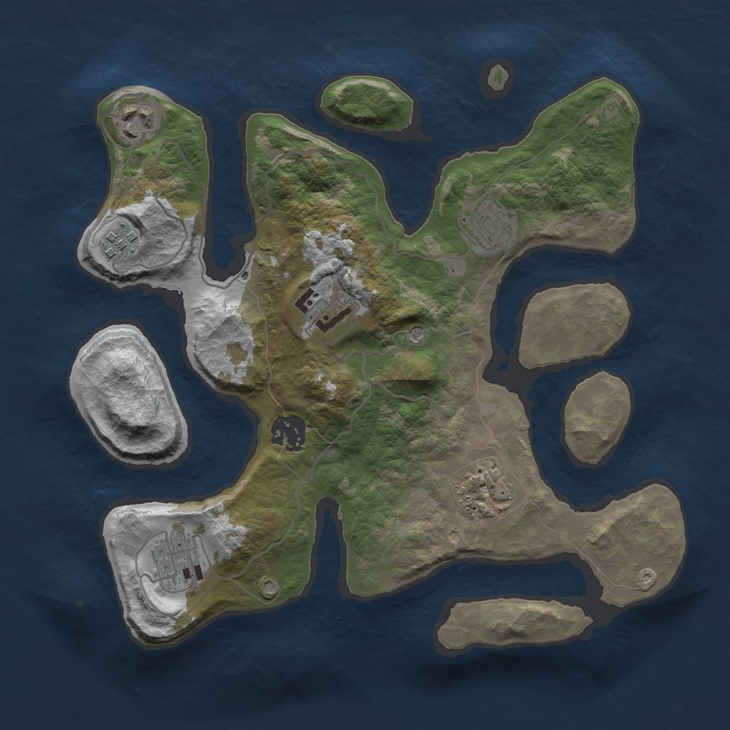 Rust Map: Barren, Size: 3000, Seed: 770916909, 10 Monuments