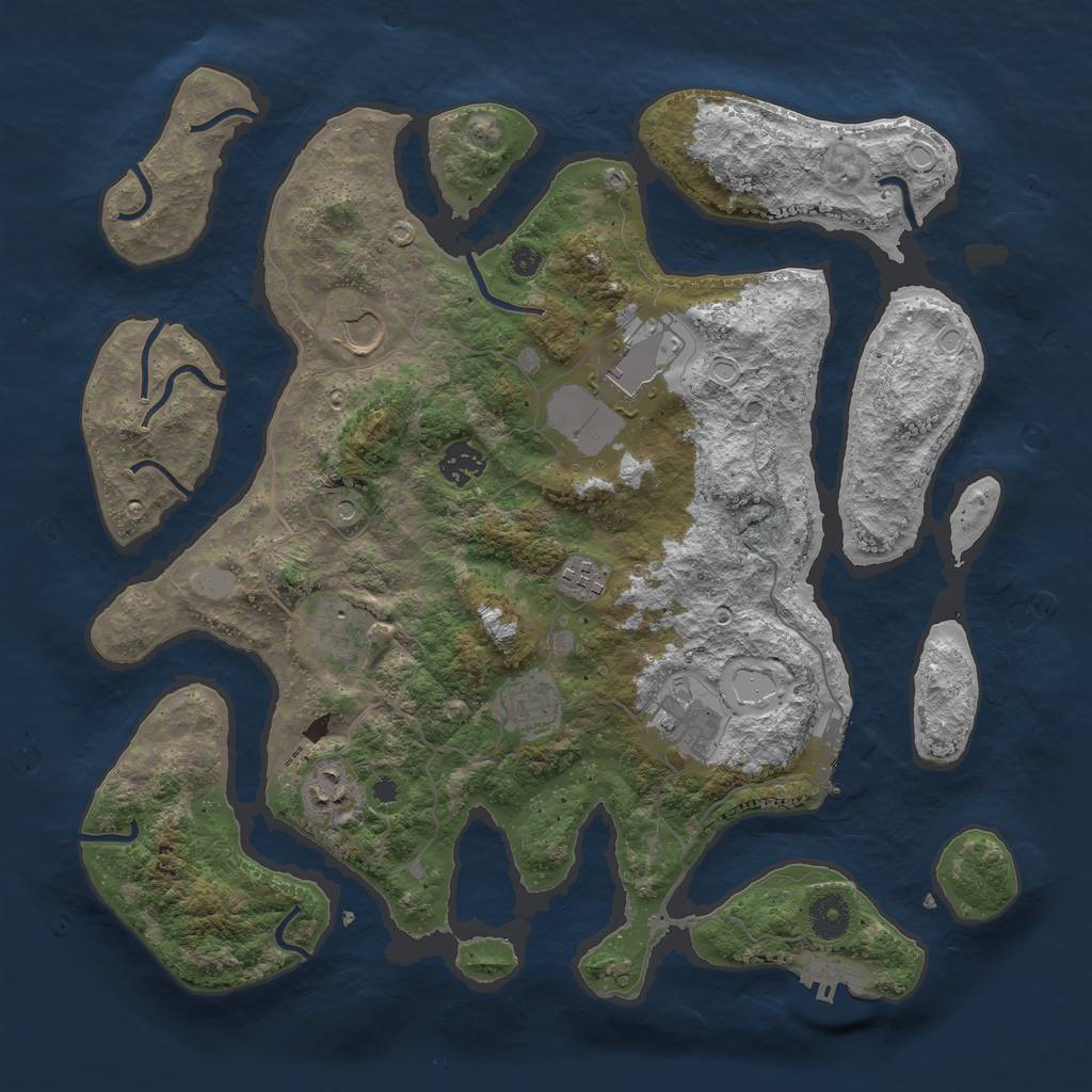 Rust Map: Procedural Map, Size: 3800, Seed: 476986706, 16 Monuments