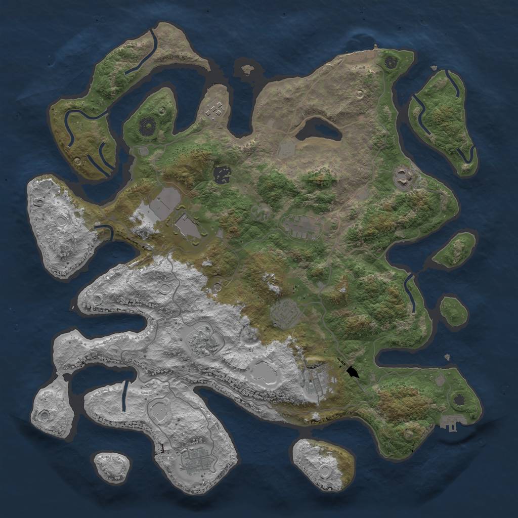 Rust Map: Procedural Map, Size: 4200, Seed: 1008, 17 Monuments