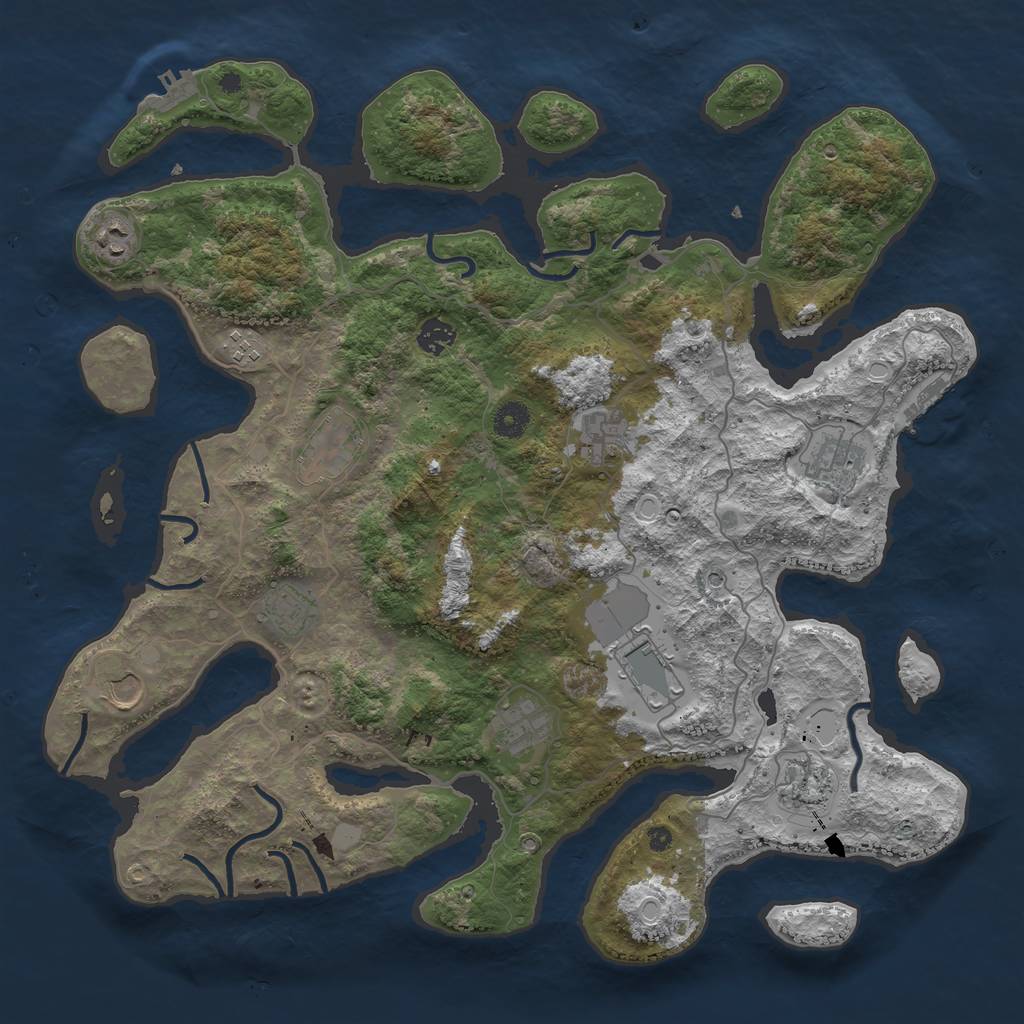 Rust Map: Procedural Map, Size: 4250, Seed: 561635278, 19 Monuments