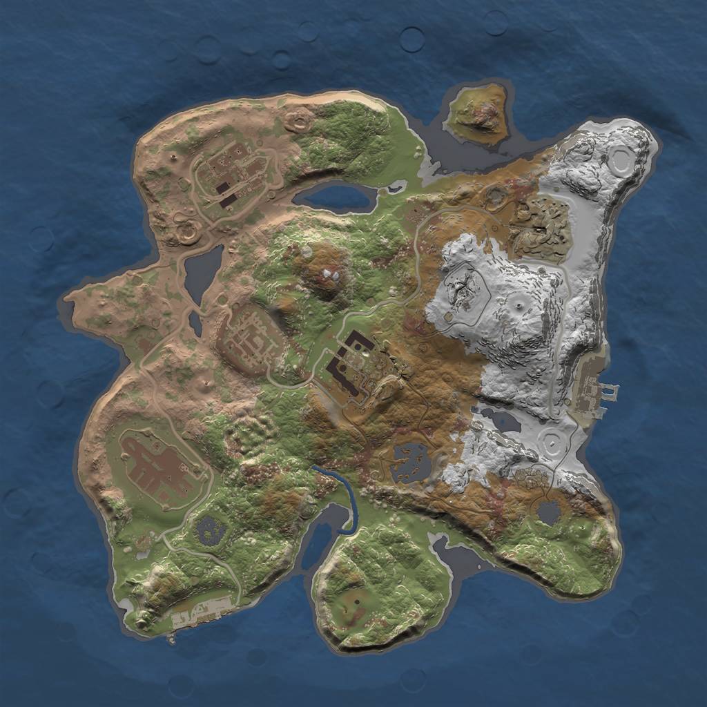 Rust Map: Procedural Map, Size: 2500, Seed: 328, 12 Monuments