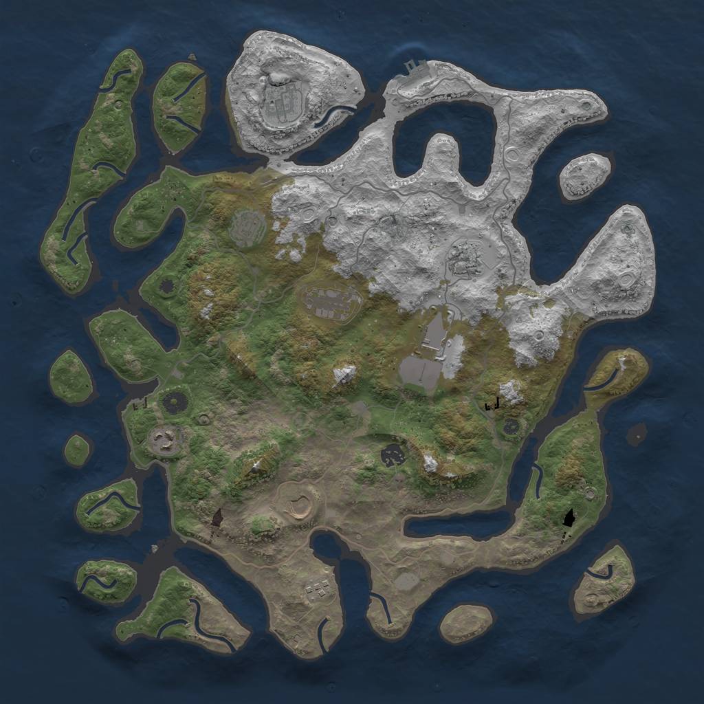 Rust Map: Procedural Map, Size: 4500, Seed: 84658, 16 Monuments