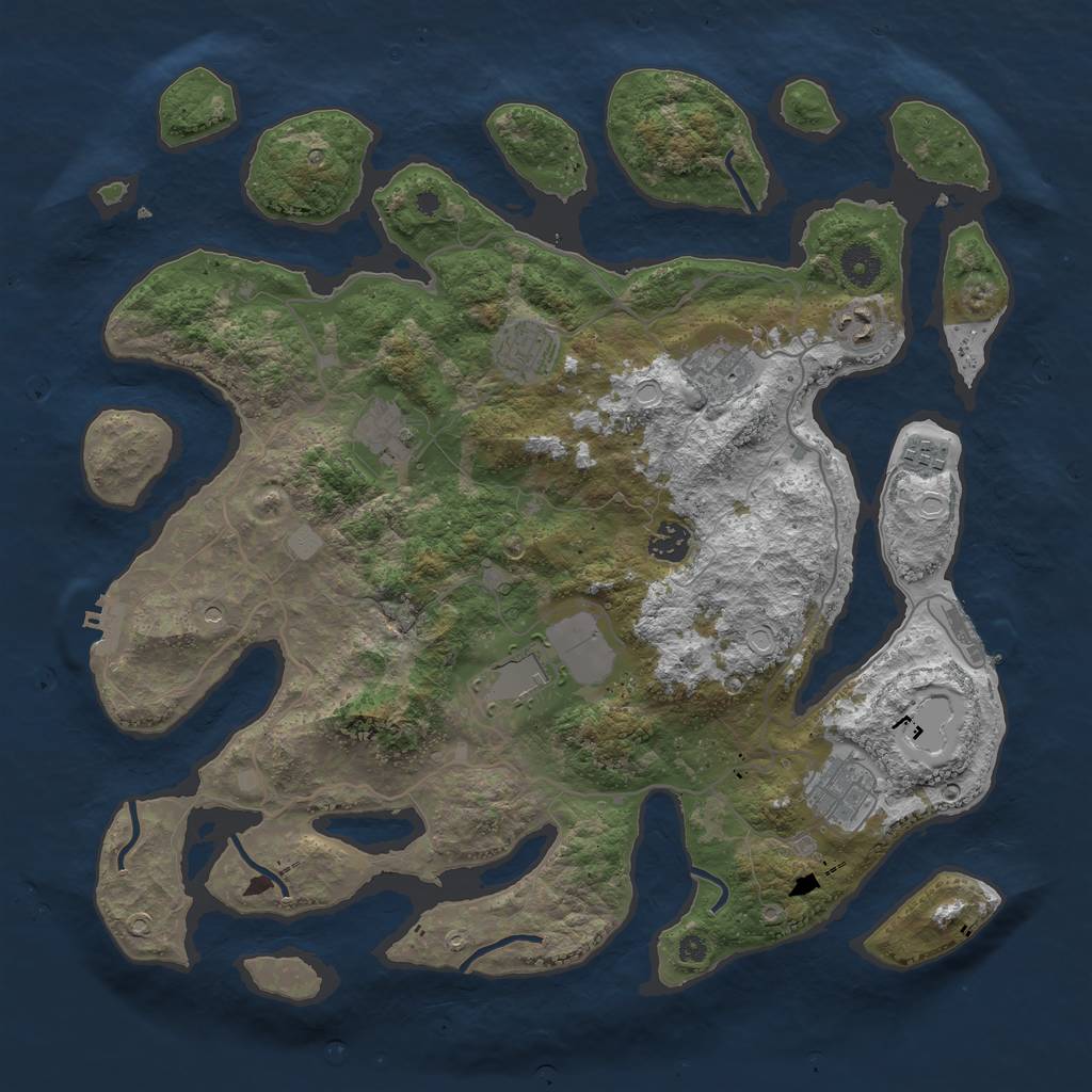 Rust Map: Procedural Map, Size: 4000, Seed: 8765538, 16 Monuments