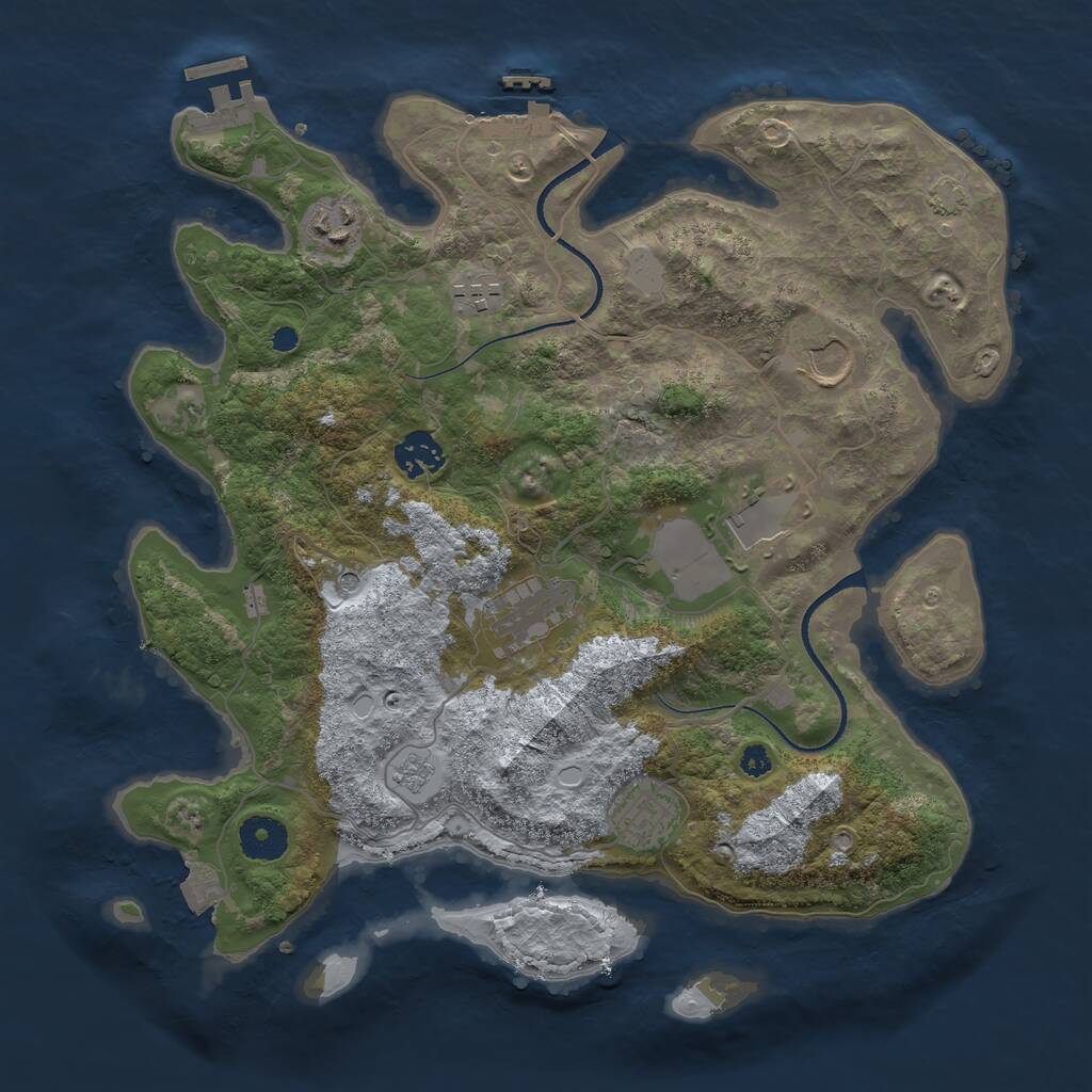 Rust Map: Procedural Map, Size: 3500, Seed: 966968017, 13 Monuments