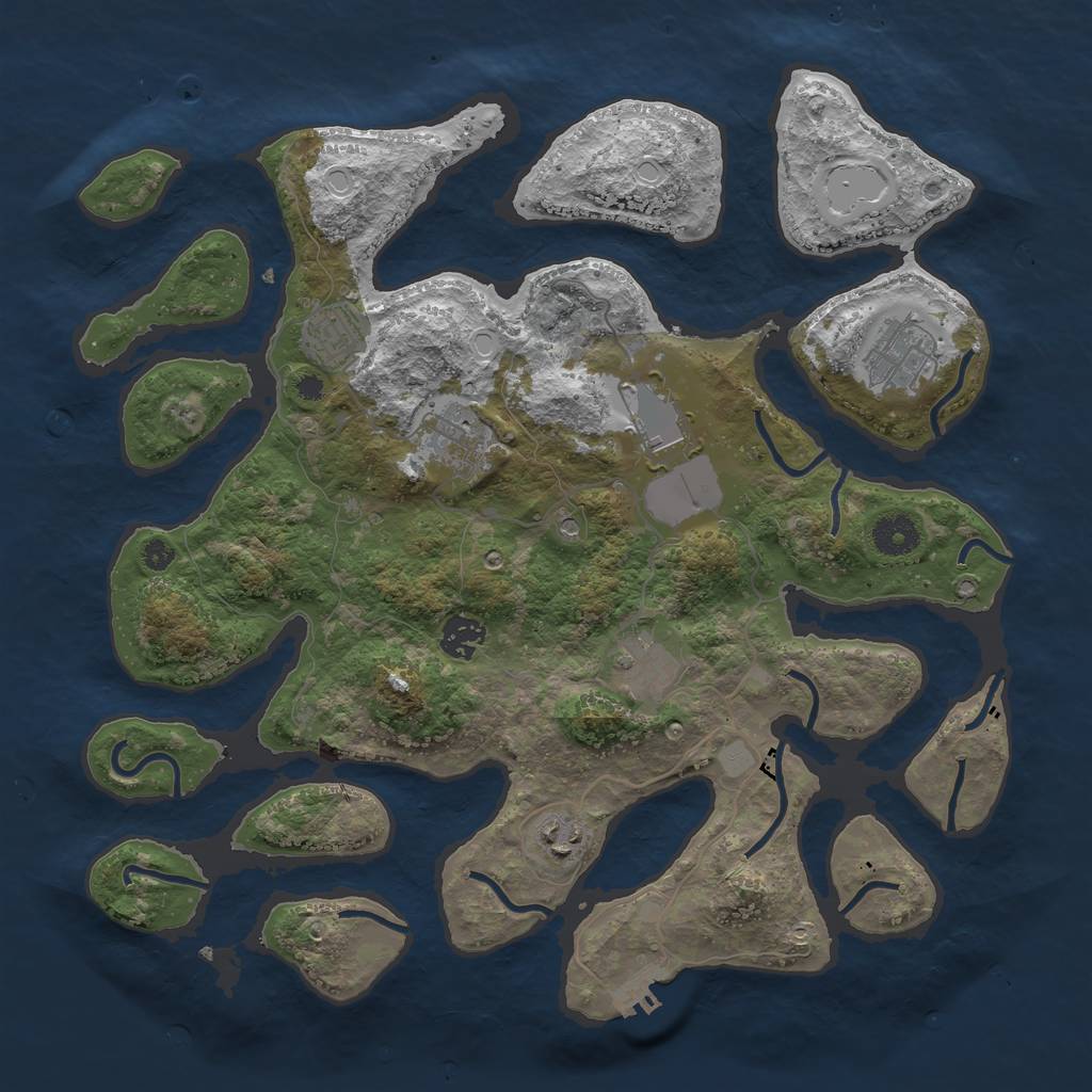 Rust Map: Procedural Map, Size: 3750, Seed: 534292801, 14 Monuments