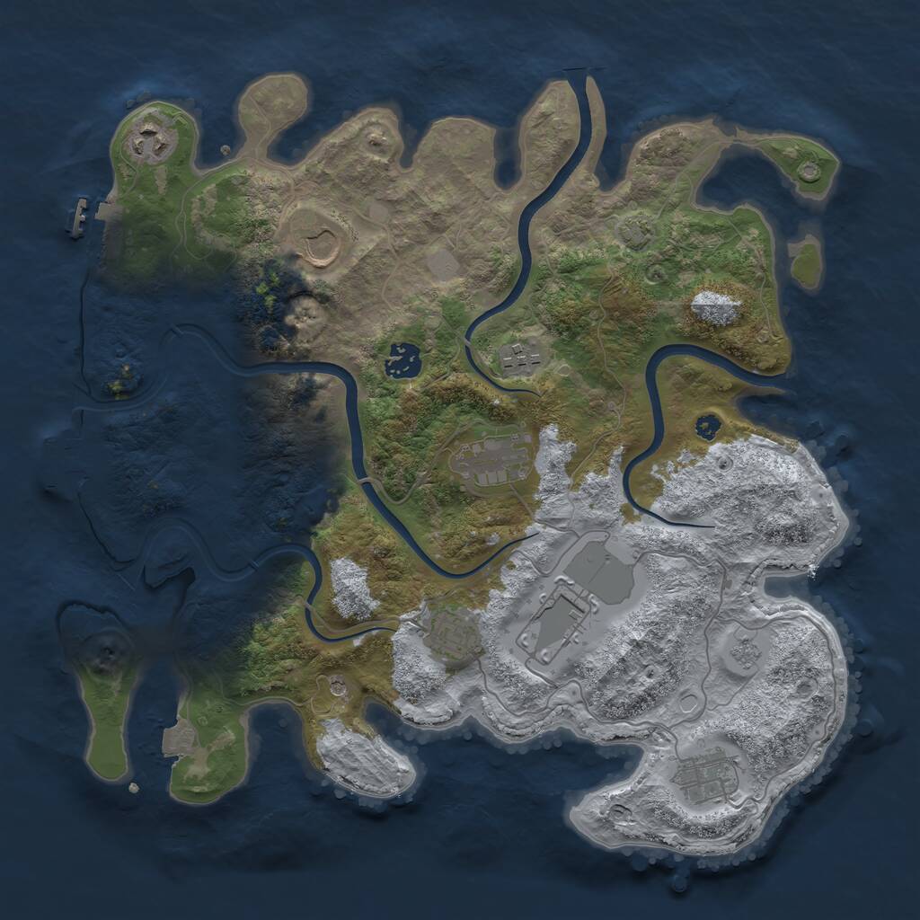 Rust Map: Procedural Map, Size: 3700, Seed: 720105617, 14 Monuments