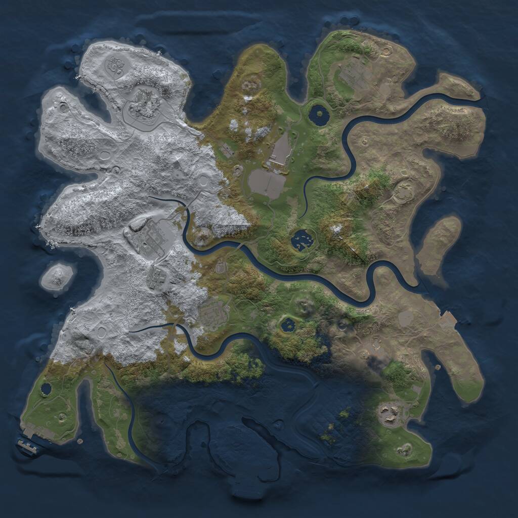 Rust Map: Procedural Map, Size: 3800, Seed: 673665, 15 Monuments