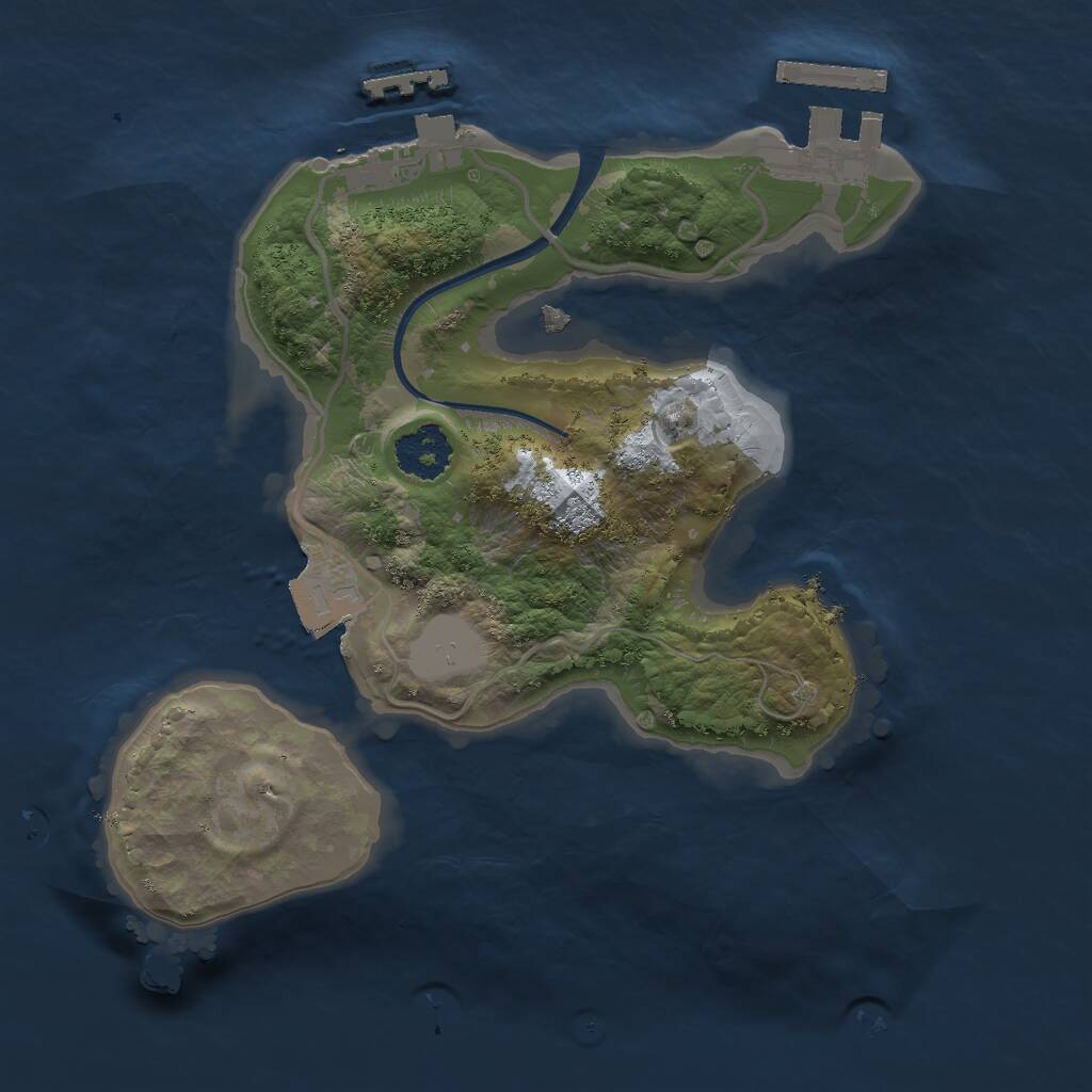 Rust Map: Procedural Map, Size: 2000, Seed: 5873, 3 Monuments